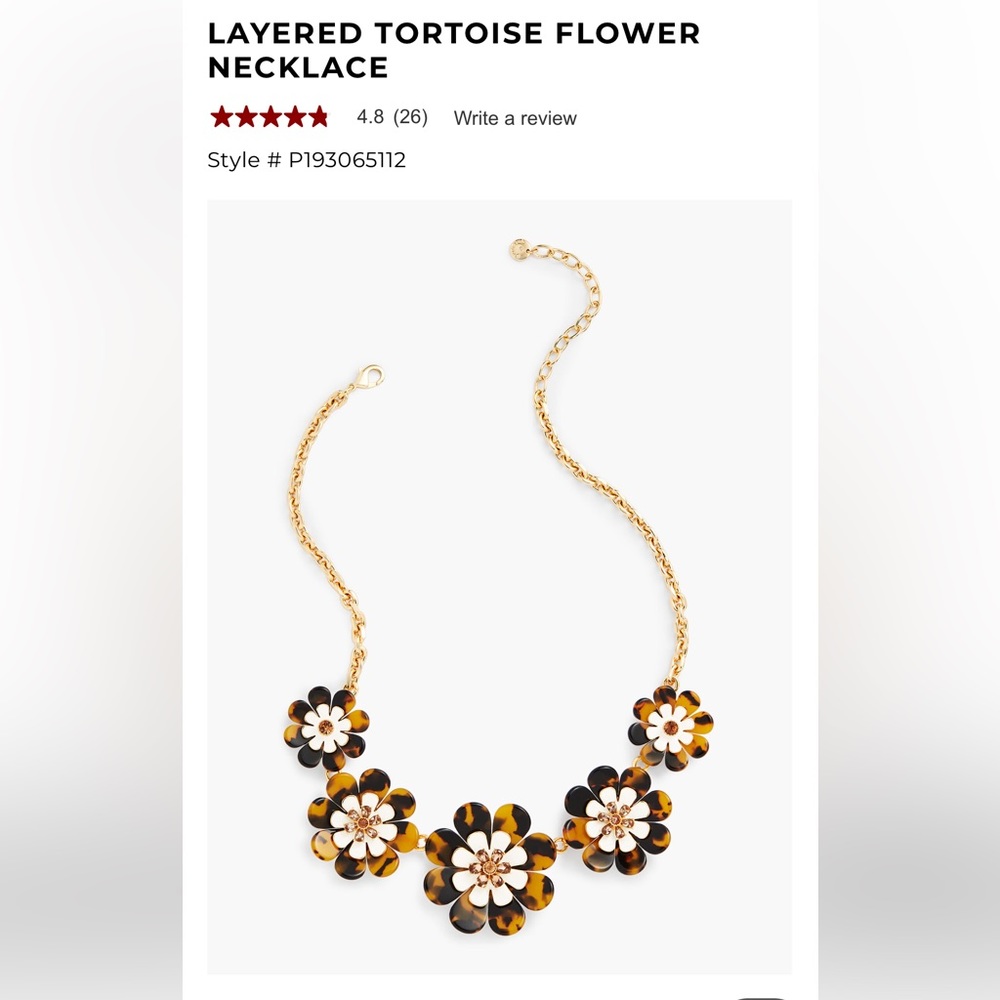 Talbots Layered Tortoise Flower Necklace NWOT